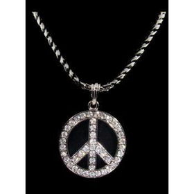 Peace Sign Necklace and Pendant | Rhodium Case Pack 1