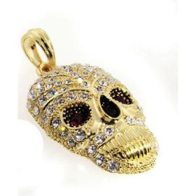 Red Eyed Skull Pendant | Gold Case Pack 1
