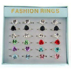 24 Heart Rings | Assorted Colors Case Pack 1