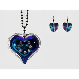 Acrylic Heart Necklace & Earring Set | AB Case Pack 1