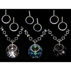 Faceted Round Crystal Necklace and Earring Set Case Pack 1faceted 