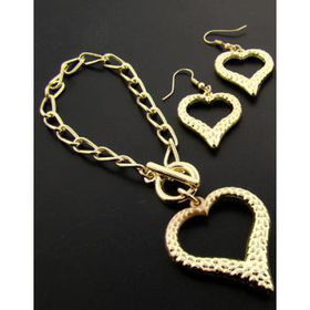 Open Heart Bracelet and Earring Set | Gold Case Pack 6