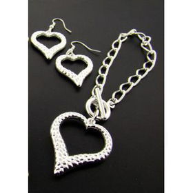 Open Heart Bracelet and Earring Set | Silver Case Pack 6