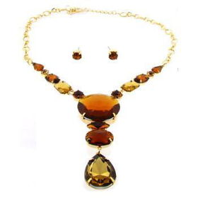 Multi Stone Shaped Necklace and Earring Set Topaz Case Pack 3multi 