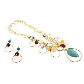 Sedona Sunrise Genuine Turquoise Necklace & Earrin Case Pack 1