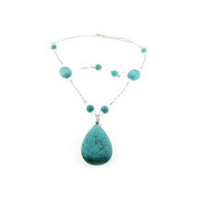 Turquoise Pendant with AB Crystals Case Pack 1