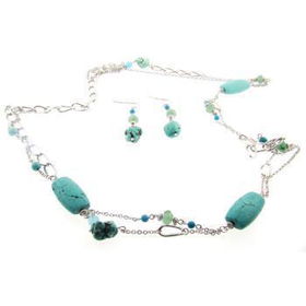 Pocahontas Genuine Turquoise Necklace & Earring Se Case Pack 1