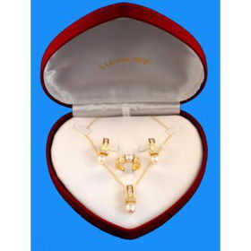 Lovely Gift Pearl Set, Ring, Necklace, Earrings Case Pack 1lovely 