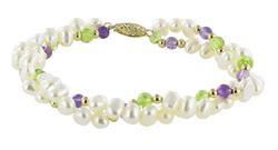14k Gold Amethyst Pearl Peridot Braceletgold 