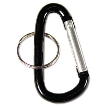Advantus 75555 - Carabiner Key Chains w/Split Key Rings, Aluminum, Black, 10/Pack