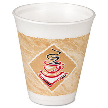 Dart 12X16G - Foam Hot/Cold Cups, 12 oz., White w/Brown & Red, 1000/Cartondart 