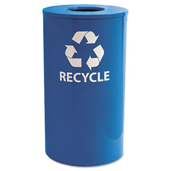 Ex-Cell RC33RBL - Indoor/Outdoor Round Steel Recycling Receptacle, 33 gal, Blue