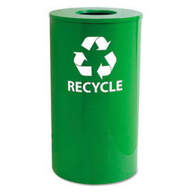 Ex-Cell RC33YGR - Indoor/Outdoor Round Steel Recycling Receptacle, 33 gal, Yellow/Greencell 