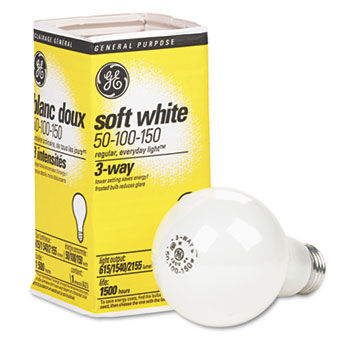 GE 97494 - Three-Way Soft White Incandescent Globe Bulb, 50/100/150 Watts