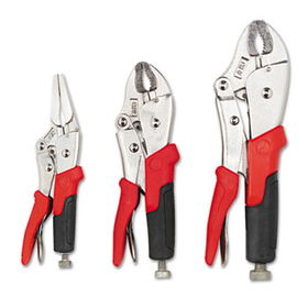 Great Neck 92047 - Three-Piece Locking Plier Set, Steel, w/Built-In Wire Cutter