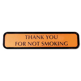 COSCO 098042 - Molded Wall Sign, Thank You for Not Smoking, 8 x 1/4 x 2, Bronze/Black