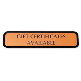 COSCO 098051 - Molded Wall Sign, Gift Certificates Available, 8 x 1/4 x 2, Bronze/Black