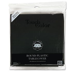Creative Converting 703260 - Plastic Tablecovers, 82 Round, Black