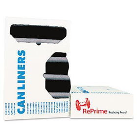 Heritage H6644PKR01 - Reprime Can Liners, Prime Resin, 33 x 44, 1.3 mils, Black, 100/Carton