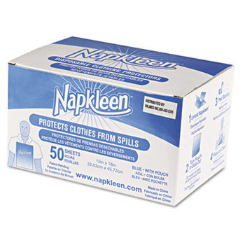 Medline VLMP8101 - Napkleen Disposable Bibs, 2-ply Tissue, 1-ply Poly, 13 x 18, Light Blue, 50/Box