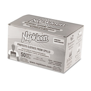 Medline VLMP8105 - Napkleen Disposable Bibs, 2-ply Tissue, 1-ply Poly, 13 x 18, White, 50/Box