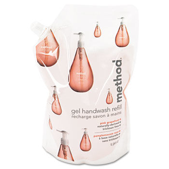 Method 00655 - Gel Hand Wash Refill, 34 oz., Pink Grapefruit Scent, Plastic Pouchmethod 