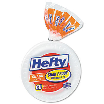 Hefty D20768 - Soak Proof Tableware, Foam Plates, 7 dia, 60 Plates/Pack