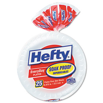 Hefty D20826 - Soak Proof Tableware, Foam Plates, 8 7/8 dia, 25 Plates/Pack