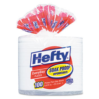 Hefty D28100 - Soak Proof Tableware, Foam Plates, 8-7/8 dia, 100 Plates/Pack