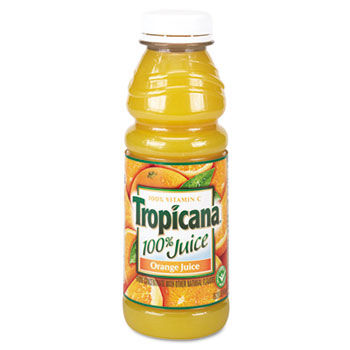 Tropicana 30107 - 100% Juice, Orange, 10 oz Plastic Bottle, 24/Carton