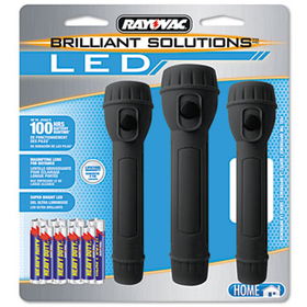 Rayovac BRSLED3PACKB - Brilliant Solutions LED Combo Pack, 3 Flashlights, Assorted Colorsrayovac 