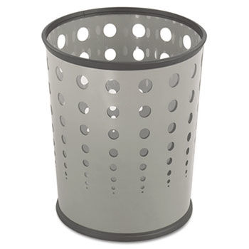 Safco 9740GR - Bubble Wastebasket, Round, Steel, 6 gal, Gray