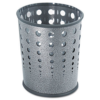 Safco 9740NC - Bubble Wastebasket, Round, Steel, 6 gal, Black Speckle