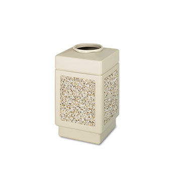 Safco 9471TN - Canmeleon Top-Open Receptacle, Square, Aggregate/Polyethylene, 38 gal, Tan