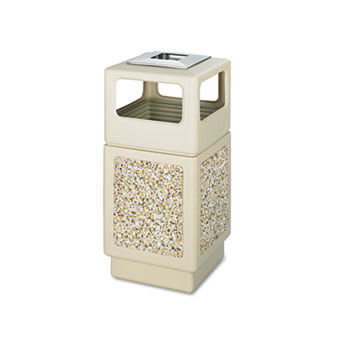 Safco 9473TN - Canmeleon Ash/Trash Receptacle, Square, Aggregate/Polyethylene, 38 gal, Tansafco 