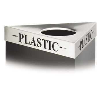 Safco 9560PC - Triangular Lid For Trifectat Receptacle, Laser Cut PLASTIC Inscription, STSTsafco 