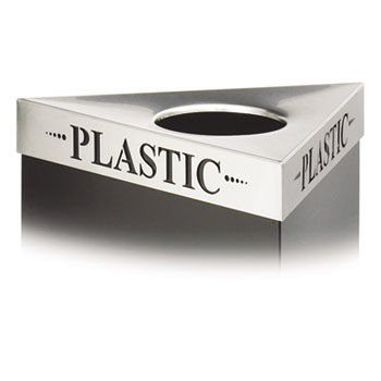 Safco 9560PC - Triangular Lid For Trifectat Receptacle, Laser Cut PLASTIC Inscription, STST