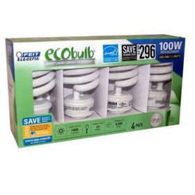 Feit Ecobulb 4 Pack 23 Watt Spiral CFL Light Bulbs Case Pack 6
