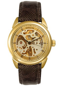 Men's Skeleton Mechanical Brown Leather Strap Watchmen 