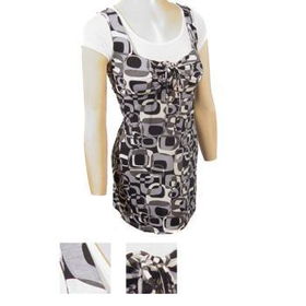 Ladies Short Sleeve Layered Top Ties in the Back - Case Pack 6ladies 