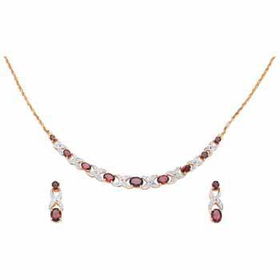 Lady V Garnet/Diamond Necklace & Matching Earrings Case Pack 1
