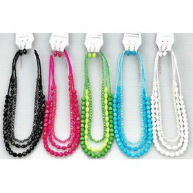 17" 3 Line Acrylic Ball and Seed Necklace Set Case Pack 12line 