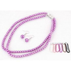 2 Line Pearl 6MM 7 Color Necklace Set Case Pack 12