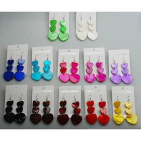 Shell Heart Shape 12 Color Earrings Case Pack 12