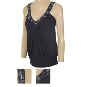 Ladies Blouse with Sequined V-Neckline Case Pack 6ladies 