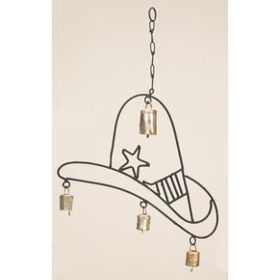 Metal Cowboy Hat Wind Chime Case Pack 8