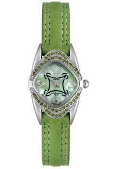 Women's Green/White Crystal Light Green Leatherettewomen 
