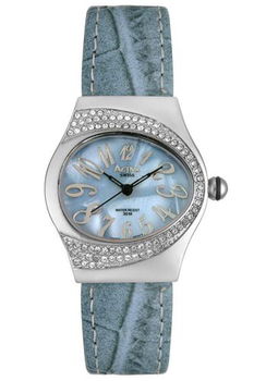 Women's White Crystal Steel Blue Leatherettewomen 