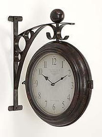 MTL DBL SIDE WALL CLOCK 16"H, 14"W