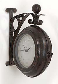 MTL DBL SIDE WALL CLOCK 12""H, 11""W